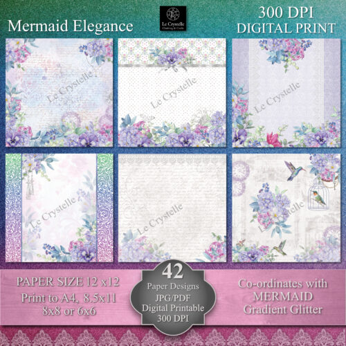 Mermaid Elegance Digital Paper MAIN Collection - Image 3