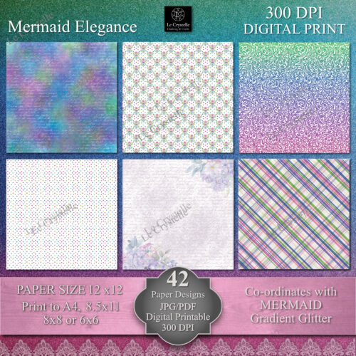 Mermaid Elegance Digital Paper MAIN Collection - Image 4