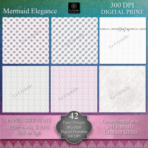 Mermaid Elegance Digital Paper MAIN Collection - Image 5