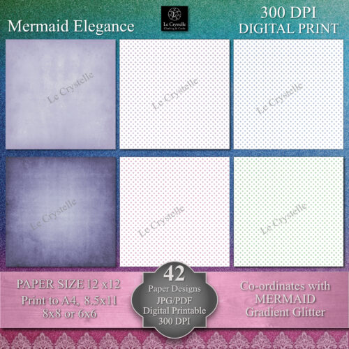 Mermaid Elegance Digital Paper MAIN Collection - Image 8