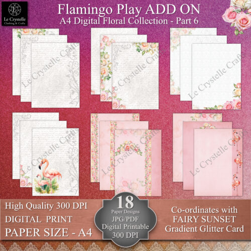 A4 Sunset Flamingo Play Digital ADD ON Floral Collection Part 6