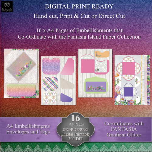 Digital Fantasia Island Envelopes, Tags and Embellishment Collection - Image 2