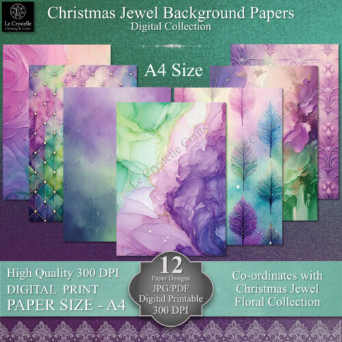 A4 Digital Christmas Jewel Background Collection