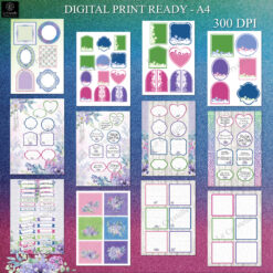 Digital Mermaid Elegance Envelopes, Tags and Embellishment Collection