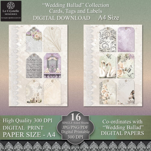 Wedding Ballad Cards Tags & Elements